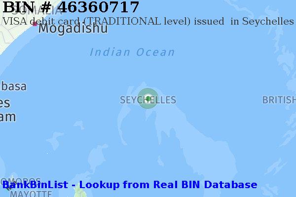 BIN 46360717 VISA debit Seychelles SC