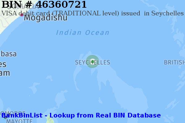 BIN 46360721 VISA debit Seychelles SC