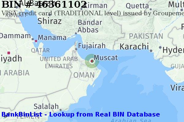 BIN 46361102 VISA credit Oman OM