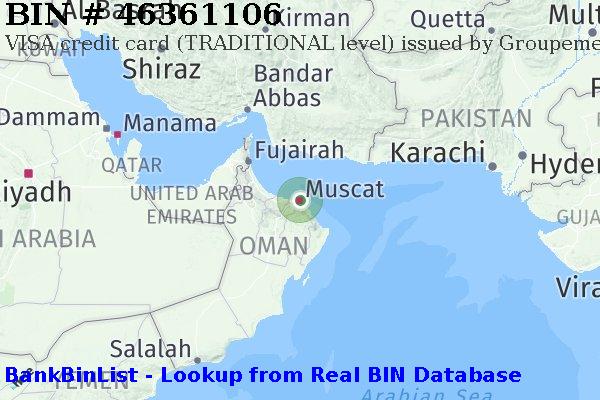 BIN 46361106 VISA credit Oman OM