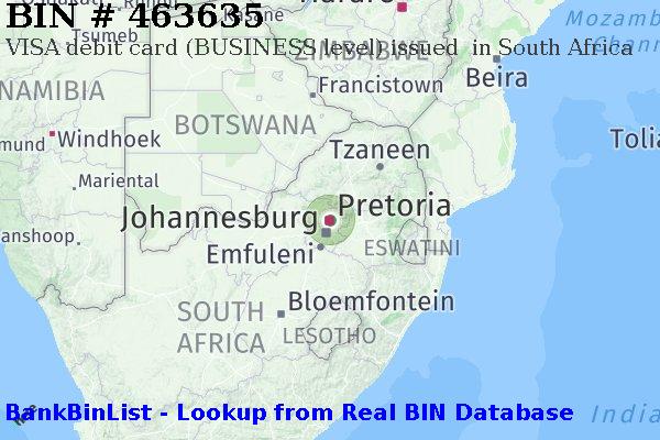 BIN 463635 VISA debit South Africa ZA