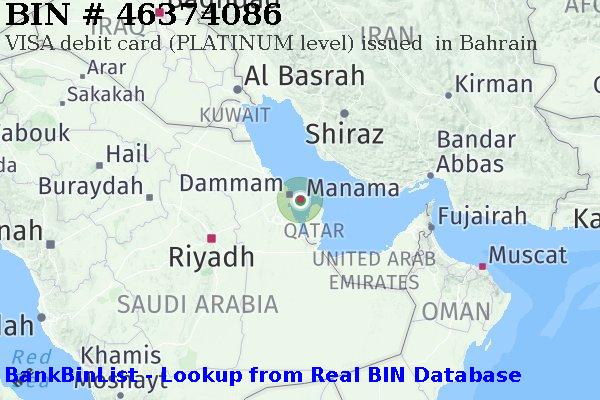 BIN 46374086 VISA debit Bahrain BH