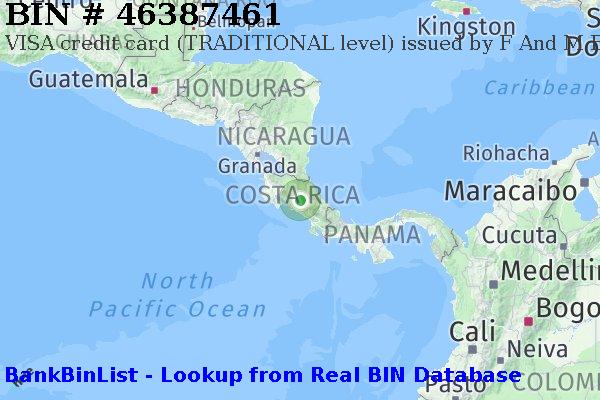 BIN 46387461 VISA credit Costa Rica CR