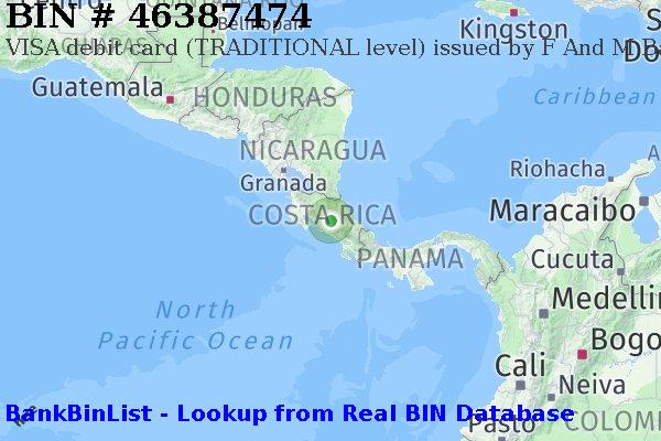 BIN 46387474 VISA debit Costa Rica CR