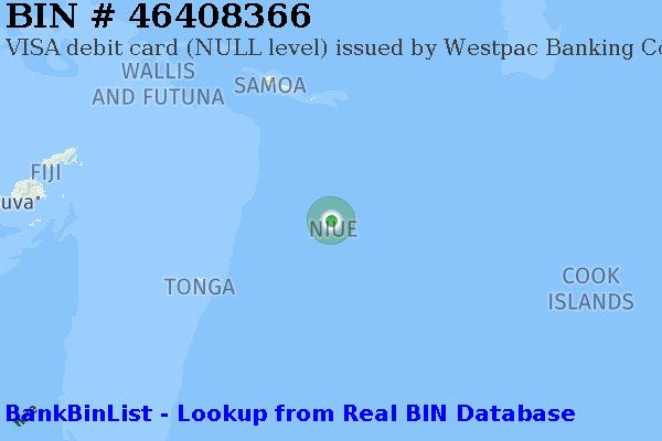 BIN 46408366 VISA debit Niue NU