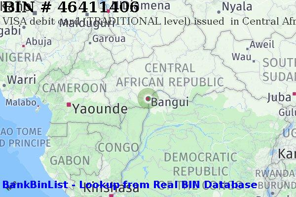 BIN 46411406 VISA debit Central African Republic CF