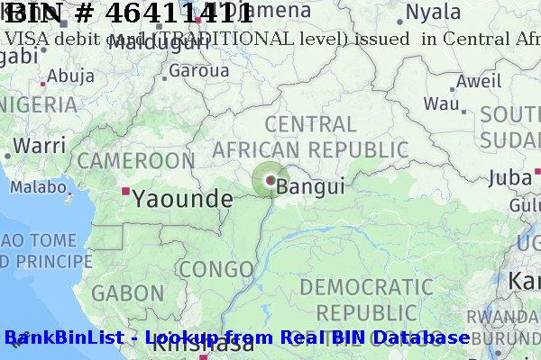 BIN 46411411 VISA debit Central African Republic CF