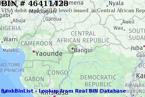 BIN 46411428 VISA debit Central African Republic CF