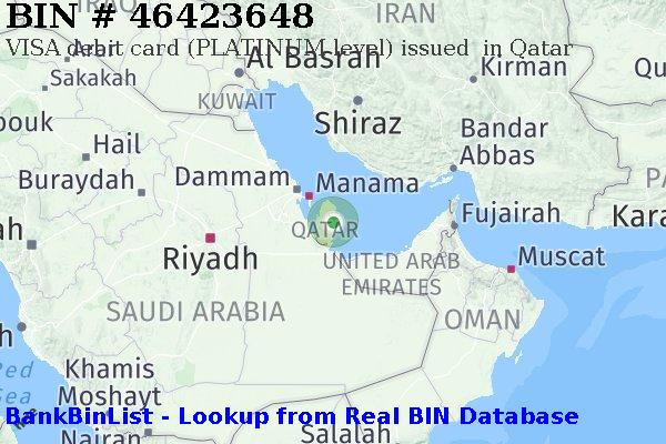 BIN 46423648 VISA debit Qatar QA