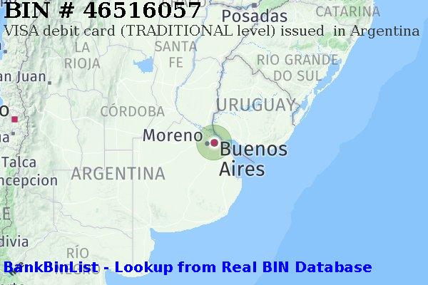 BIN 46516057 VISA debit Argentina AR
