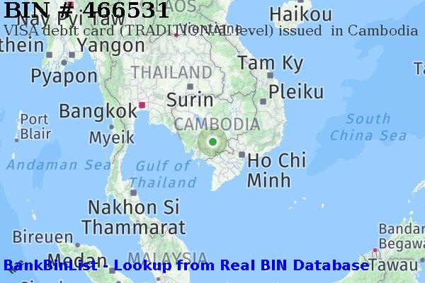 BIN 466531 VISA debit Cambodia KH