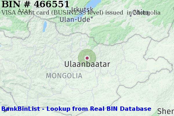 BIN 466551 VISA credit Mongolia MN
