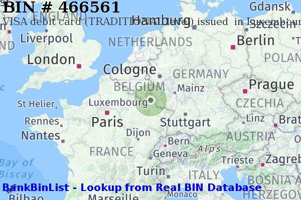 BIN 466561 VISA debit Luxembourg LU