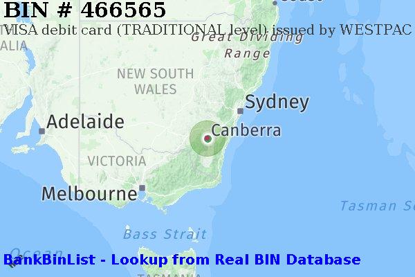 BIN 466565 VISA debit Australia AU