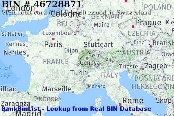 BIN 46728871 VISA debit Switzerland CH