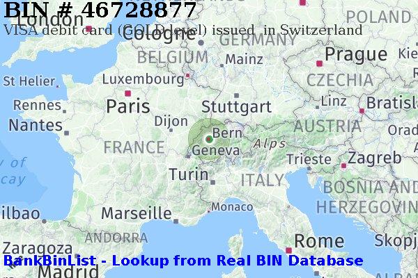 BIN 46728877 VISA debit Switzerland CH