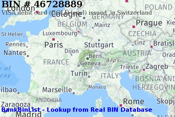 BIN 46728889 VISA debit Switzerland CH