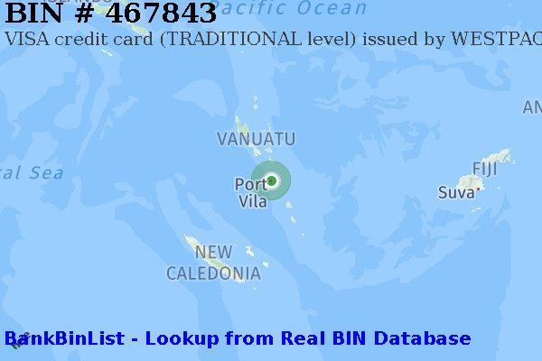 BIN 467843 VISA credit Vanuatu VU