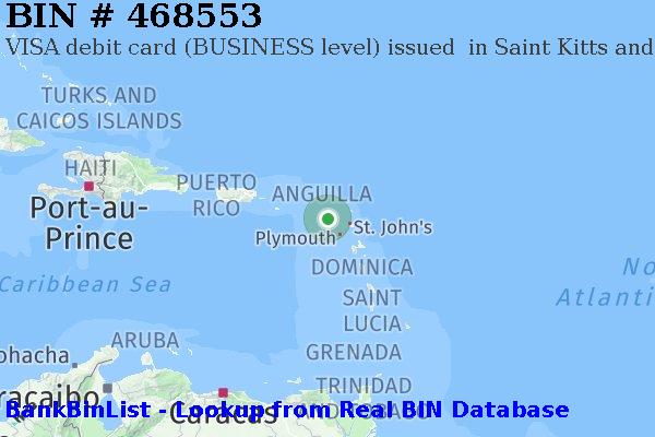 BIN 468553 VISA debit Saint Kitts and Nevis KN