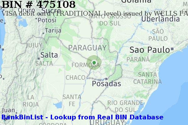 BIN 475108 VISA debit Paraguay PY