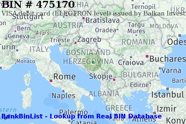 BIN 475170 VISA debit Bosnia and Herzegovina BA