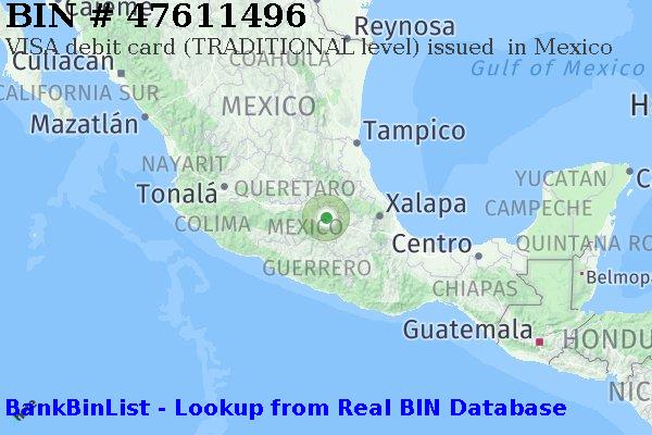BIN 47611496 VISA debit Mexico MX