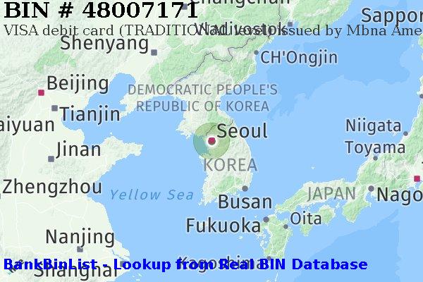 BIN 48007171 VISA debit South Korea KR