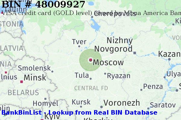 BIN 48009927 VISA credit Russian Federation RU