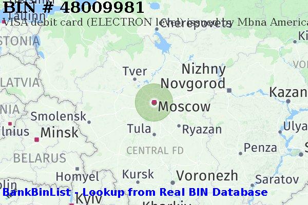 BIN 48009981 VISA debit Russian Federation RU