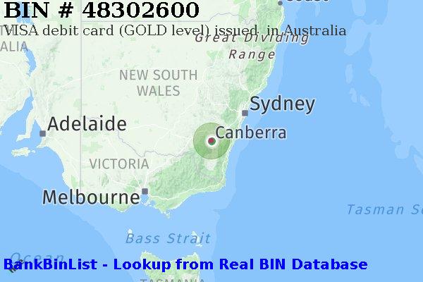 BIN 48302600 VISA debit Australia AU