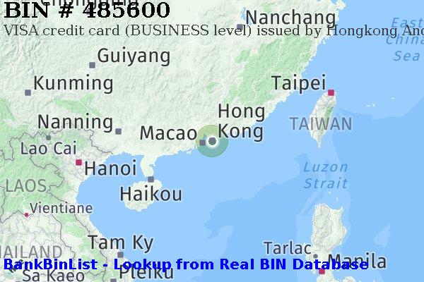 BIN 485600 VISA credit Hong Kong HK