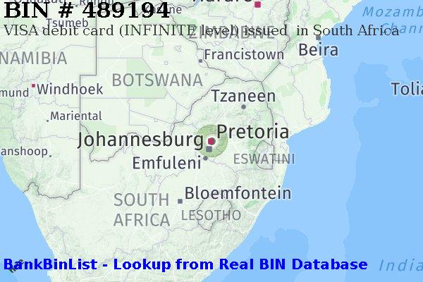 BIN 489194 VISA debit South Africa ZA