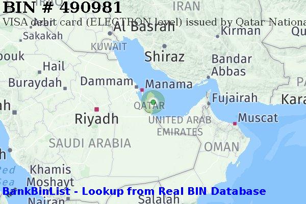 BIN 490981 VISA debit Qatar QA