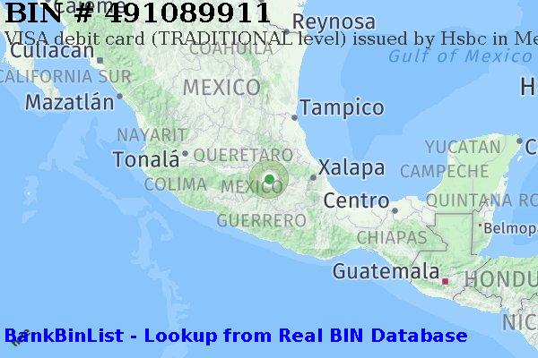 BIN 491089911 VISA debit Mexico MX