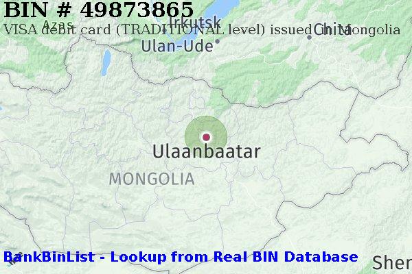 BIN 49873865 VISA debit Mongolia MN