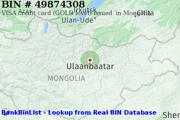 BIN 49874308 VISA credit Mongolia MN