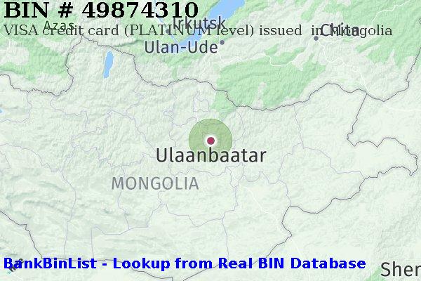 BIN 49874310 VISA credit Mongolia MN