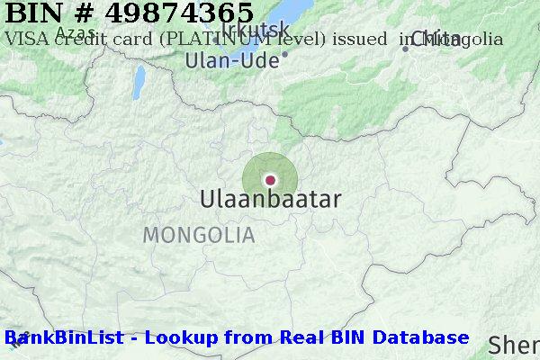 BIN 49874365 VISA credit Mongolia MN