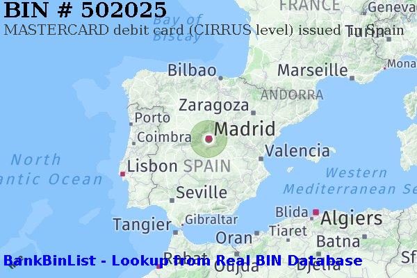 BIN 502025 MASTERCARD debit Spain ES