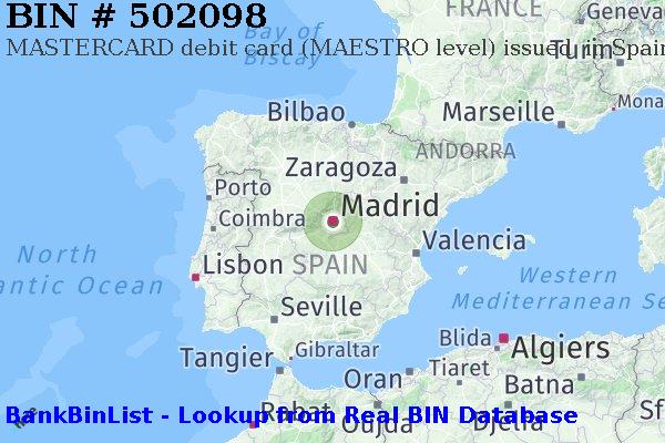 BIN 502098 MASTERCARD debit Spain ES