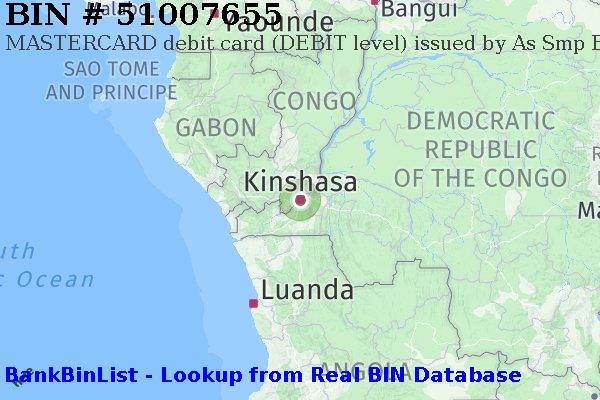 BIN 51007655 MASTERCARD debit Democratic Republic of the Congo CD