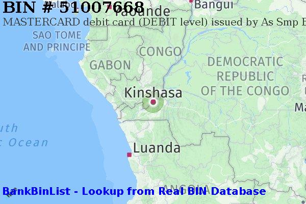 BIN 51007668 MASTERCARD debit Democratic Republic of the Congo CD