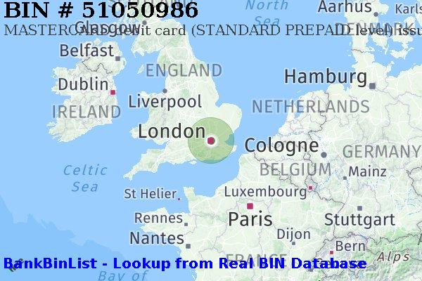 BIN 51050986 MASTERCARD debit United Kingdom GB