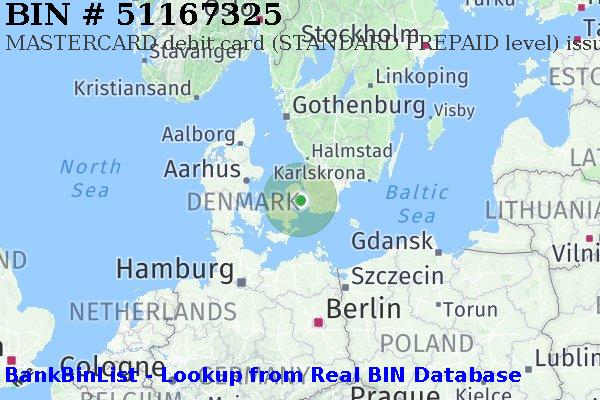BIN 51167325 MASTERCARD debit Denmark DK