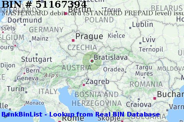 BIN 51167394 MASTERCARD debit Slovakia (Slovak Republic) SK