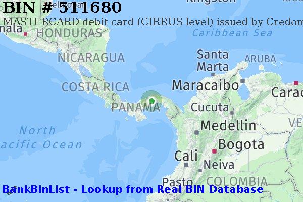 BIN 511680 MASTERCARD debit Panama PA