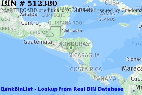 BIN 512380 MASTERCARD credit Honduras HN
