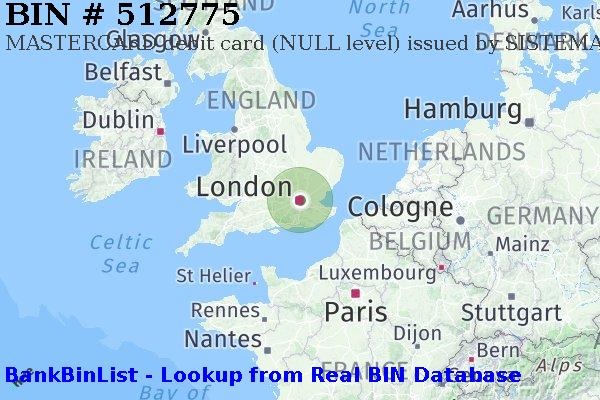 BIN 512775 MASTERCARD debit United Kingdom GB