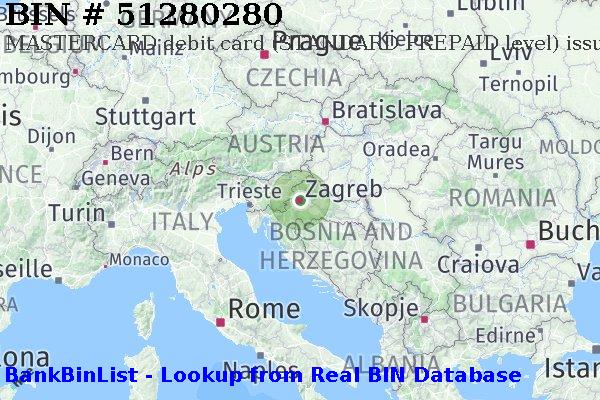 BIN 51280280 MASTERCARD debit Croatia HR