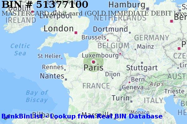 BIN 51377100 MASTERCARD debit France FR